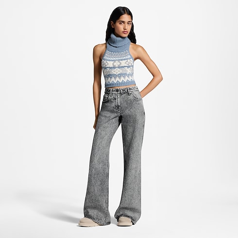 Jean évasé délavé à la pierre Femme Prêt-à-porter Pantalons et shorts | LOUIS VUITTON (Zoom produit)