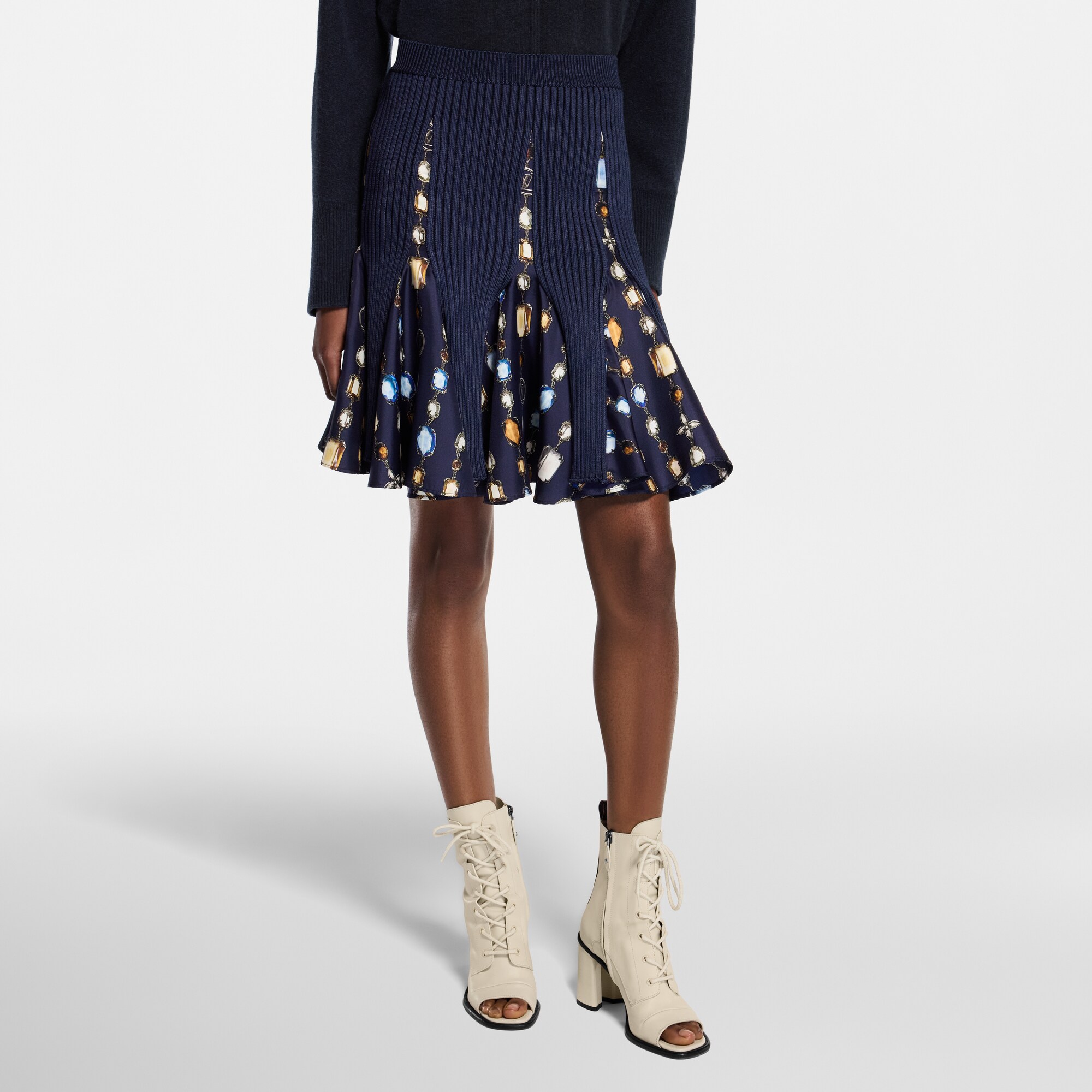 Jupe à empiècements collier en maille  Femme Prêt-à-porter Jupes et shorts | LOUIS VUITTON (Zoom produit)