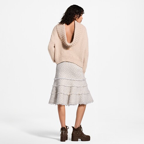 Jupe en tweed avec bord à franges Femme Prêt-à-porter Nouveautés Prêt-à-porter | LOUIS VUITTON (Zoom produit)