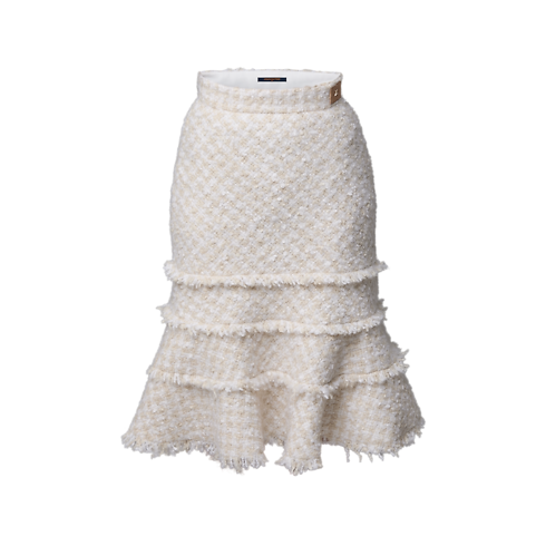 Jupe en tweed avec bord à franges Femme Prêt-à-porter Nouveautés Prêt-à-porter | LOUIS VUITTON (Zoom produit)