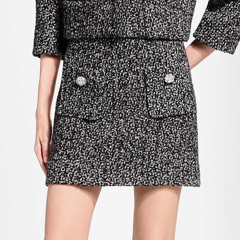 Jupe en tweed pailleté à boutons bijoux vue recadrée