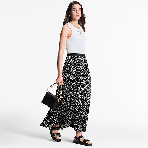Jupe plissée Monogram à rayures Femme Prêt-à-porter Jupes et shorts | LOUIS VUITTON (Zoom produit)