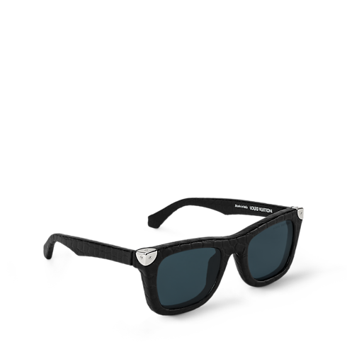 Lunettes de soleil en cuir de crocodile LV Héritage vue de face