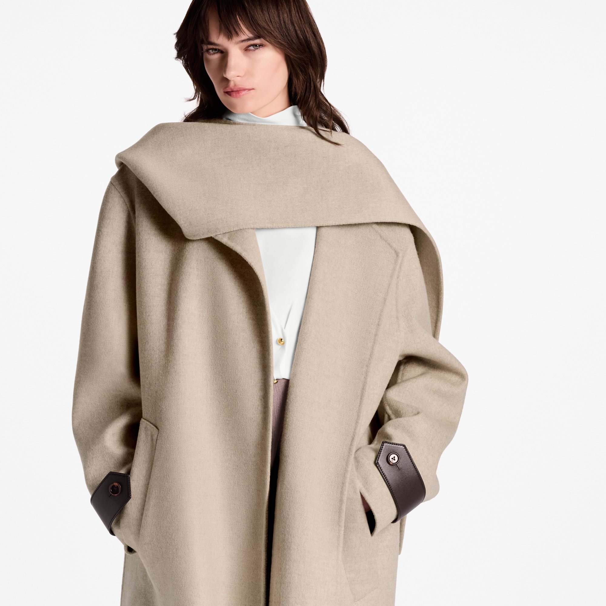 Manteau avec écharpe intégrée  Femme Prêt-à-porter Manteaux et vestes | LOUIS VUITTON (Zoom produit)