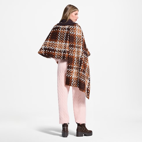 Manteau cape asymétrique en tweed tartan Femme Prêt-à-porter Manteaux et vestes | LOUIS VUITTON (Zoom produit)