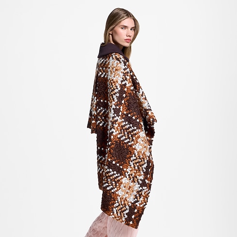Manteau cape asymétrique en tweed tartan Femme Prêt-à-porter Manteaux et vestes | LOUIS VUITTON (Zoom produit)