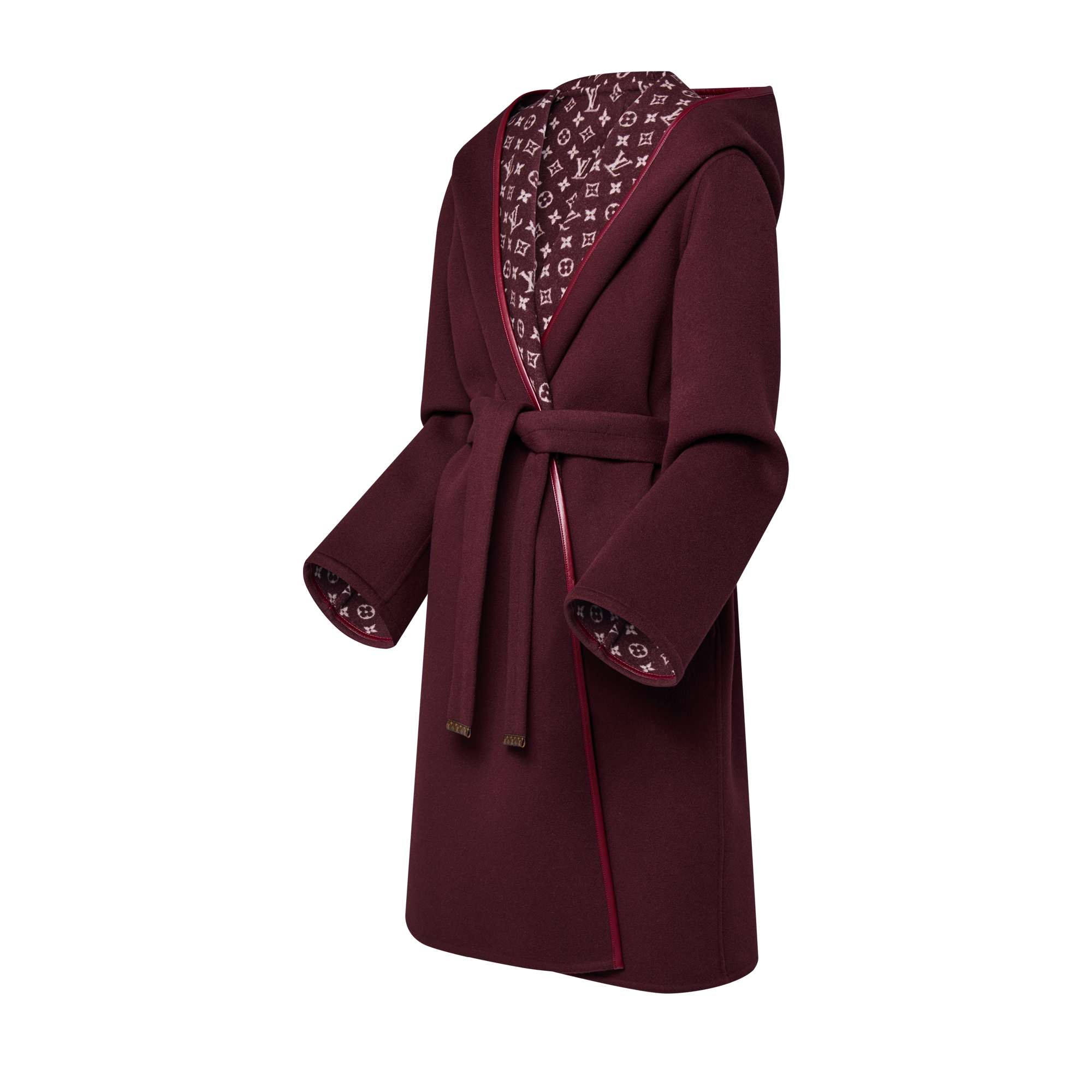 Manteau Long à Capuche Mohair/laine Marron - Taille 40/42, Occasion Très Bon état, Avec Ceinture