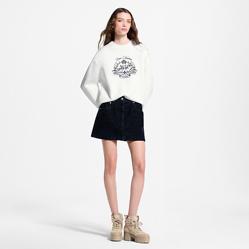 Mini-jupe en velours floqué Nanogram Femme Prêt-à-porter Nouveautés Prêt-à-porter | LOUIS VUITTON (Zoom produit)