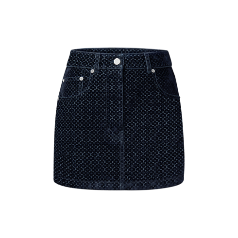 Mini-jupe en velours floqué Nanogram Femme Prêt-à-porter Nouveautés Prêt-à-porter | LOUIS VUITTON (Zoom produit)