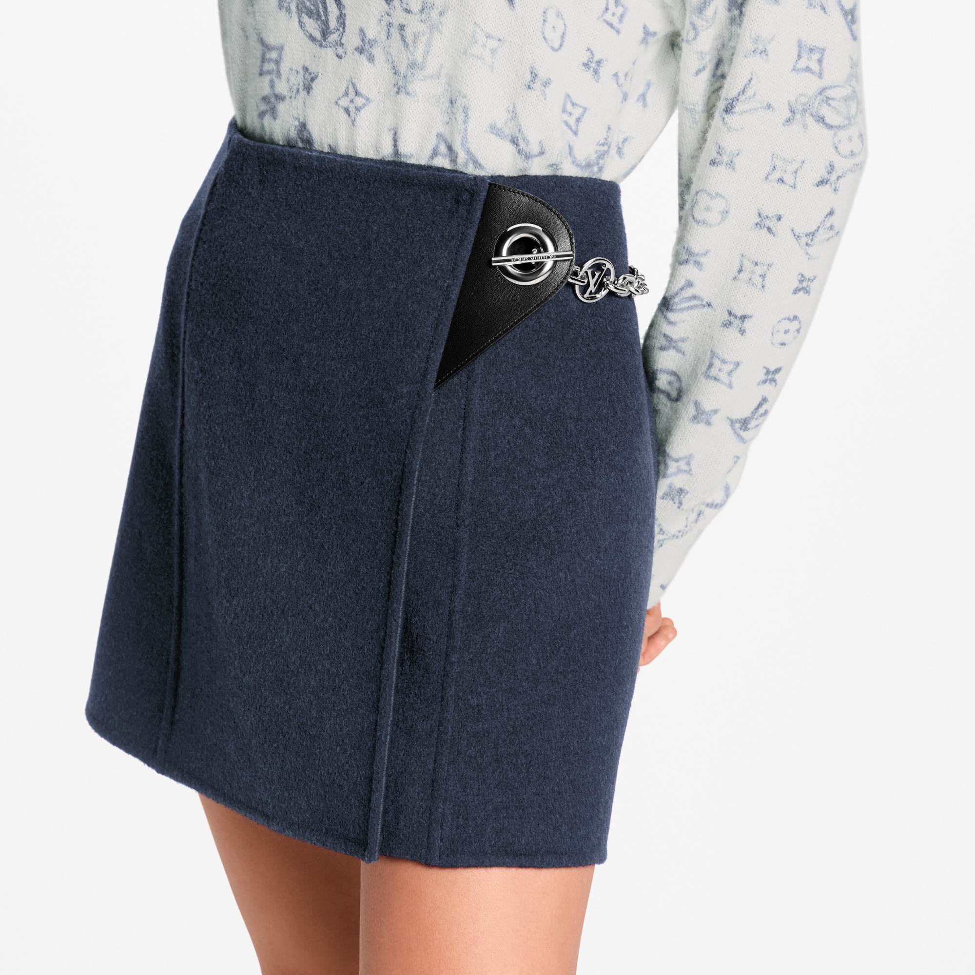 Mini-jupe portefeuille à fermeture chaîne  Femme Prêt-à-porter Jupes et shorts | LOUIS VUITTON (Zoom produit)