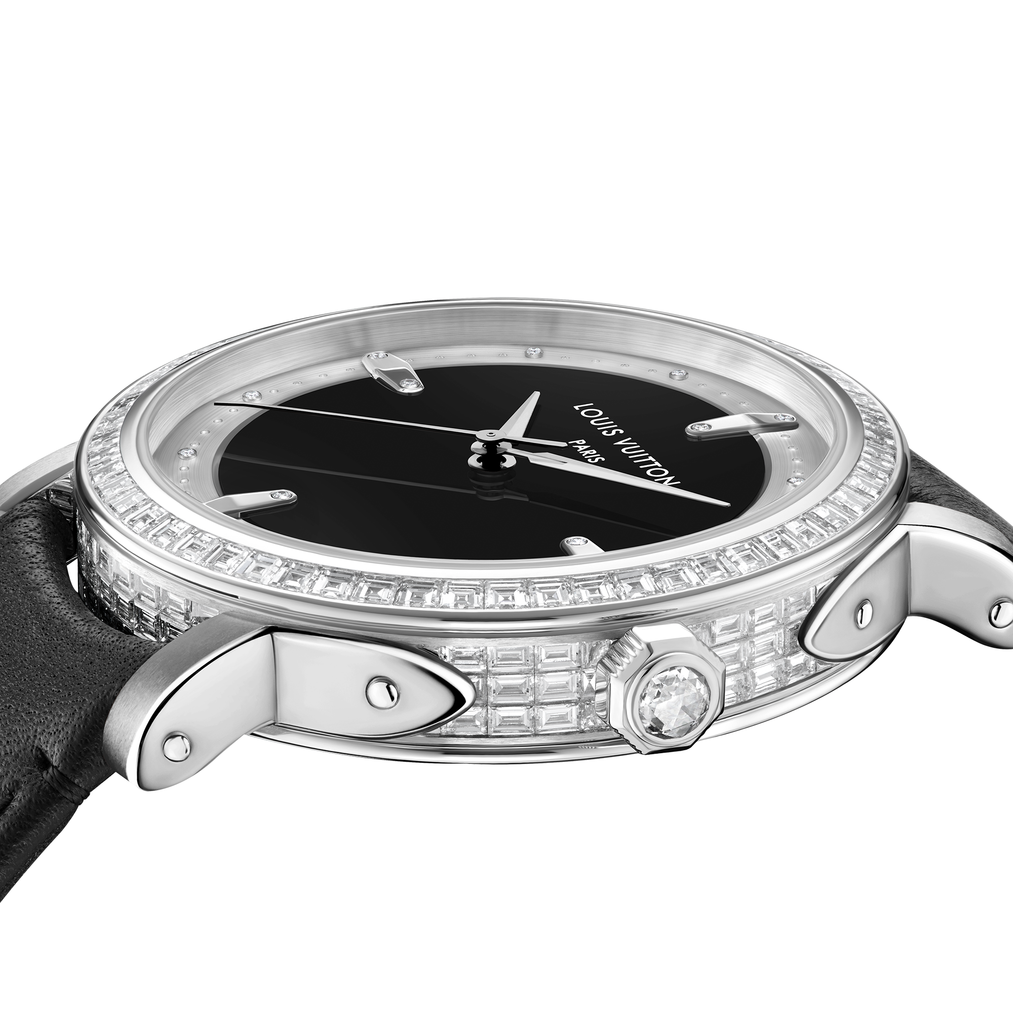 Montre Louis Vuitton Escale, automatique, 40,5 mm, platine et diamants  Montres Toutes les montres } | LOUIS VUITTON (Zoom produit)