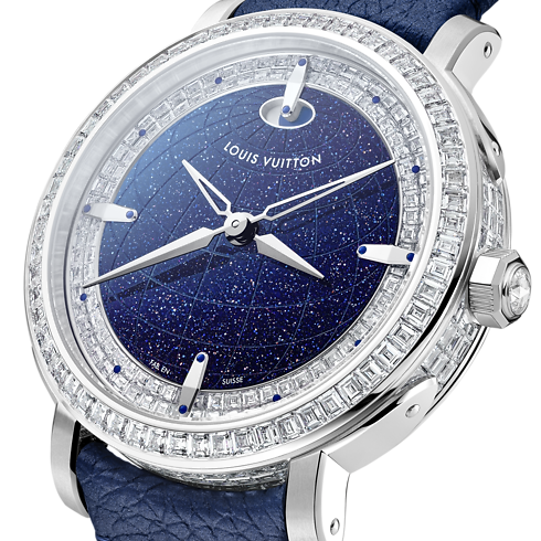 Montre Louis Vuitton Escale Twin Zone, Automatique, 41 mm, platine et diamants Montres Toutes les montres } | LOUIS VUITTON (Zoom produit)