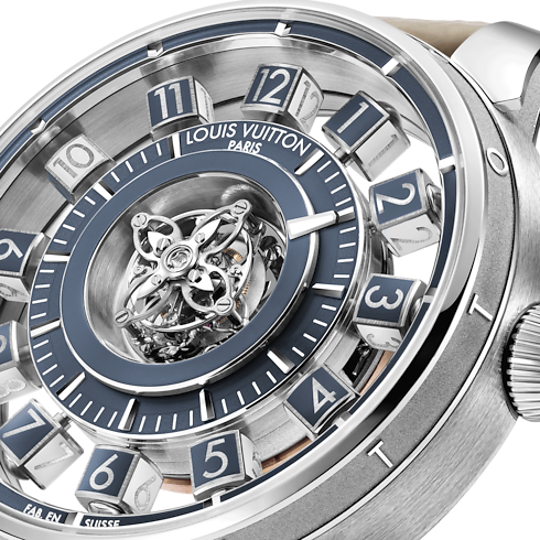 Montre Tambour Taiko Spin Time Air Flying Tourbillon, Automatique, 42,5 mm, or blanc Montres Toutes les montres } | LOUIS VUITTON (Zoom produit)