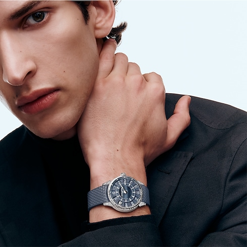 Montre Tambour Spin Time, automatique, 39,5 mm, or blanc, œil de faucon et diamants vue intérieure
