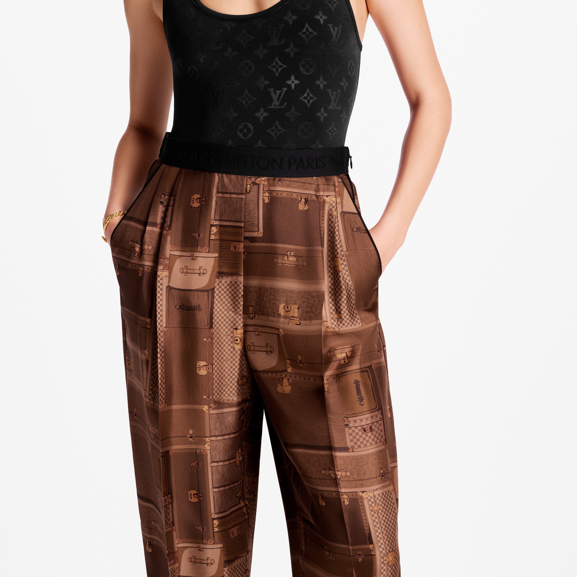 Pantalon ample à imprimé malle  Femme Prêt-à-porter Pantalons | LOUIS VUITTON (Zoom produit)