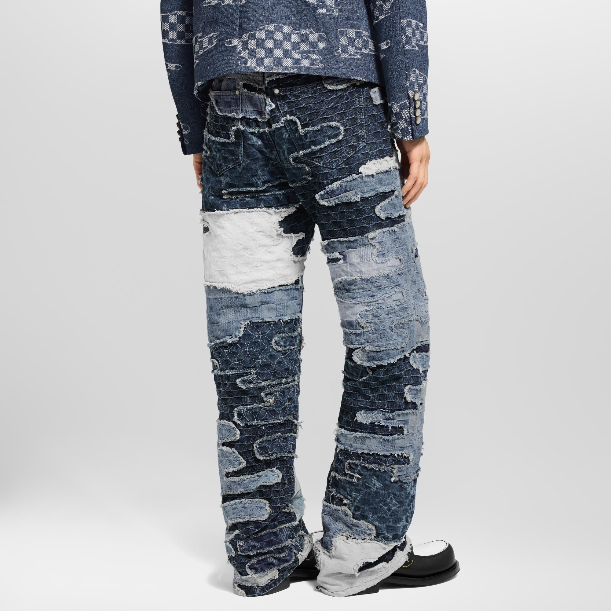 Pantalon droit patchwork en denim  Homme Prêt-à-porter Pièces en denim | LOUIS VUITTON (Zoom produit)