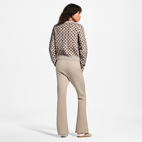 Pantalon en maille à ourlet fendu à détails Monogram Femme Nouveautés Femme } | LOUIS VUITTON (Zoom produit)