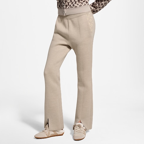 Pantalon en maille à ourlet fendu à détails Monogram Femme Nouveautés Femme } | LOUIS VUITTON (Zoom produit)