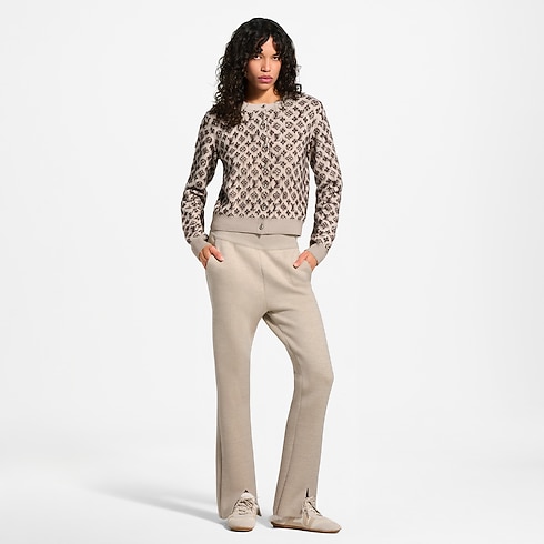 Pantalon en maille à ourlet fendu à détails Monogram Femme Nouveautés Femme } | LOUIS VUITTON (Zoom produit)