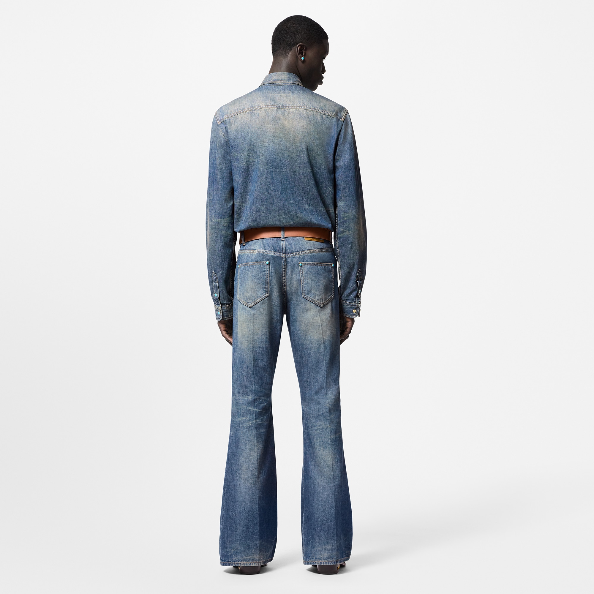 Pantalon évasé ornementé en chambray de coton  Homme Discontinued Product Obs 12 | LOUIS VUITTON (Zoom produit)