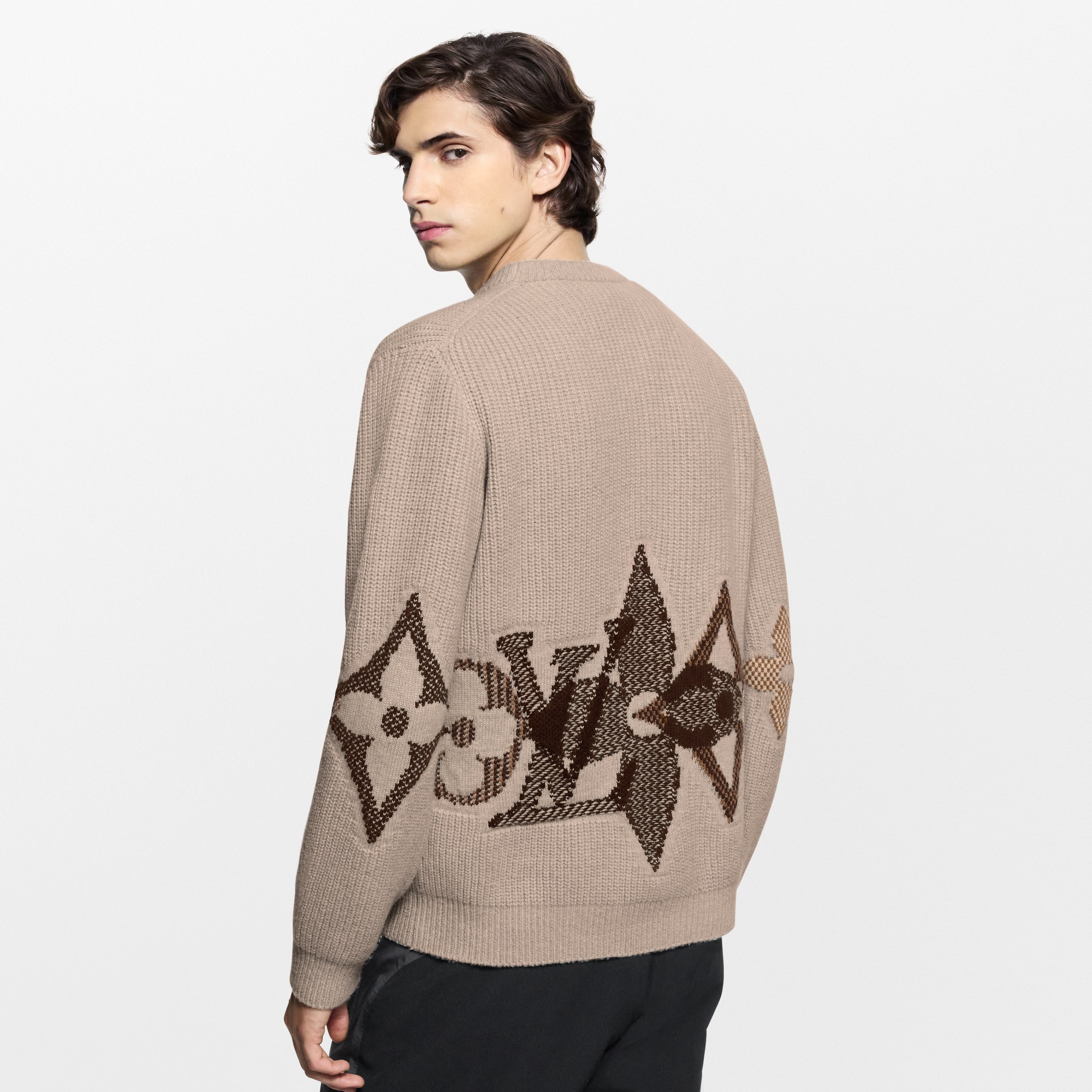 Pull à col rond en maille graphique  Nouveautés Homme LV Ski | LOUIS VUITTON (Zoom produit)