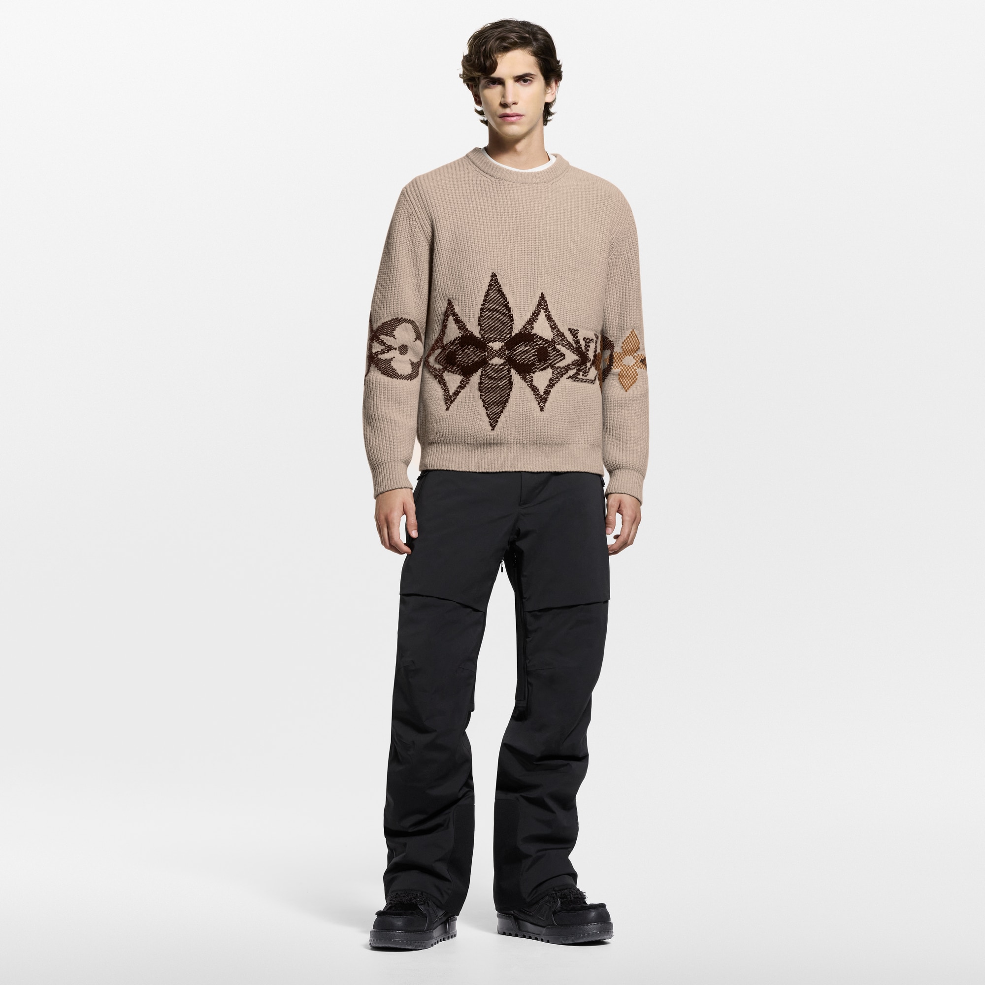 Pull à col rond en maille graphique  Nouveautés Homme LV Ski | LOUIS VUITTON (Zoom produit)
