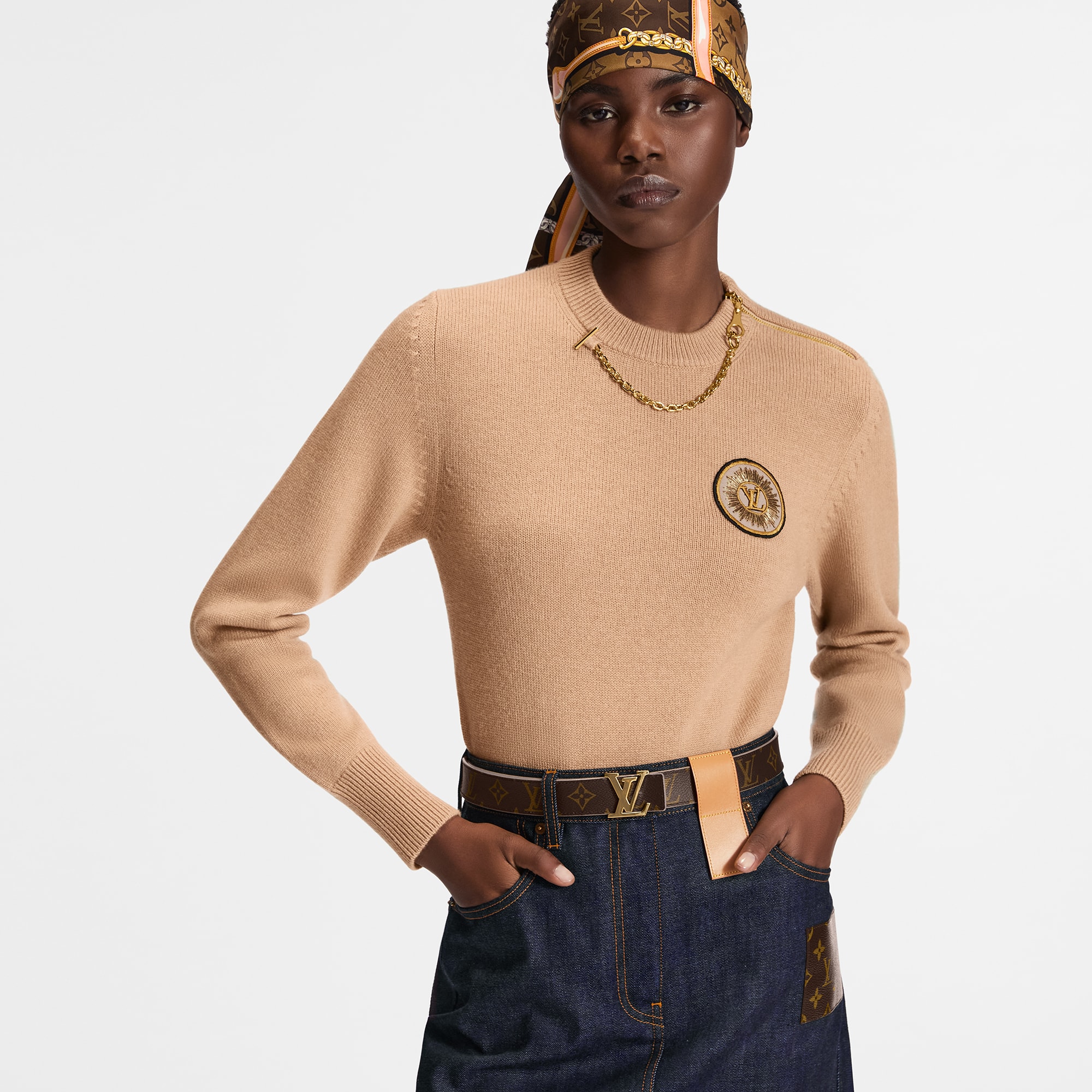 Pull à écusson et chaîne  Femme Prêt-à-porter Maille | LOUIS VUITTON (Zoom produit)