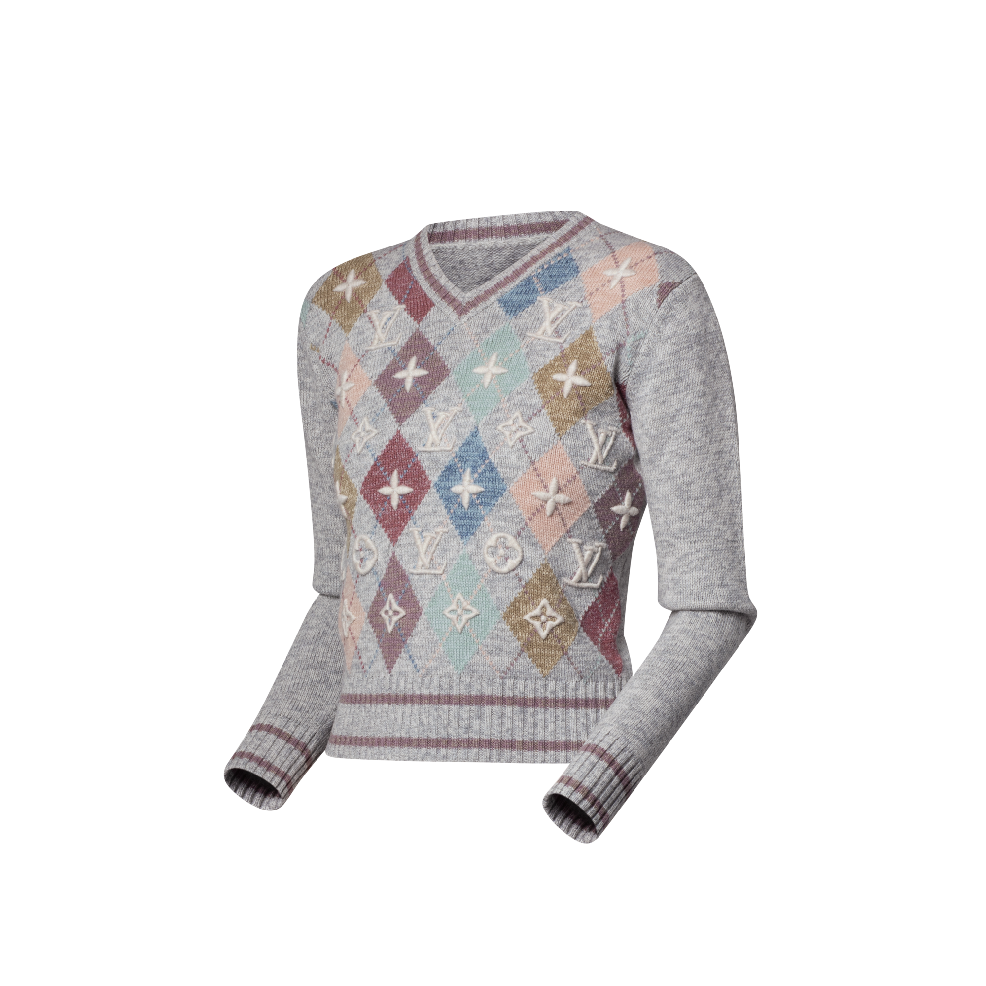 Pull à motif losanges et Monogram 3D  Femme Prêt-à-porter Maille | LOUIS VUITTON (Zoom produit)