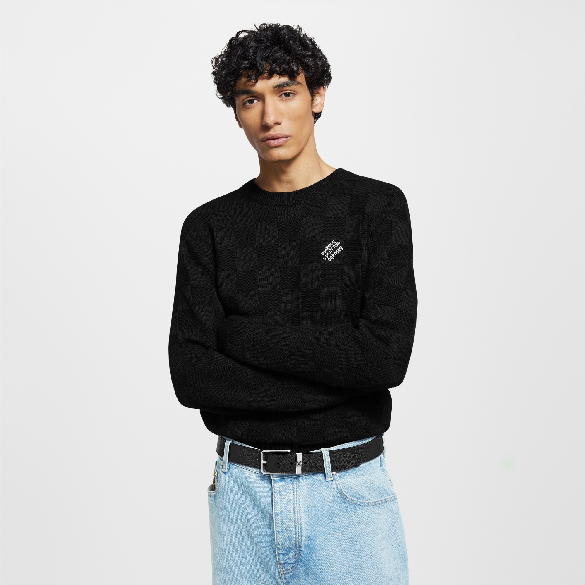 Pull Damier ornementé en laine  Homme Prêt-à-porter Maille et sweatshirts | LOUIS VUITTON (Zoom produit)