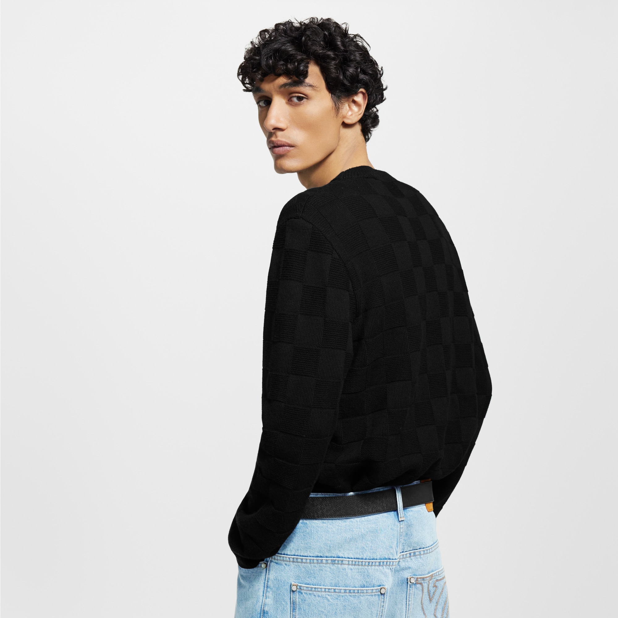 Pull Damier ornementé en laine  Homme Prêt-à-porter Maille et sweatshirts | LOUIS VUITTON (Zoom produit)