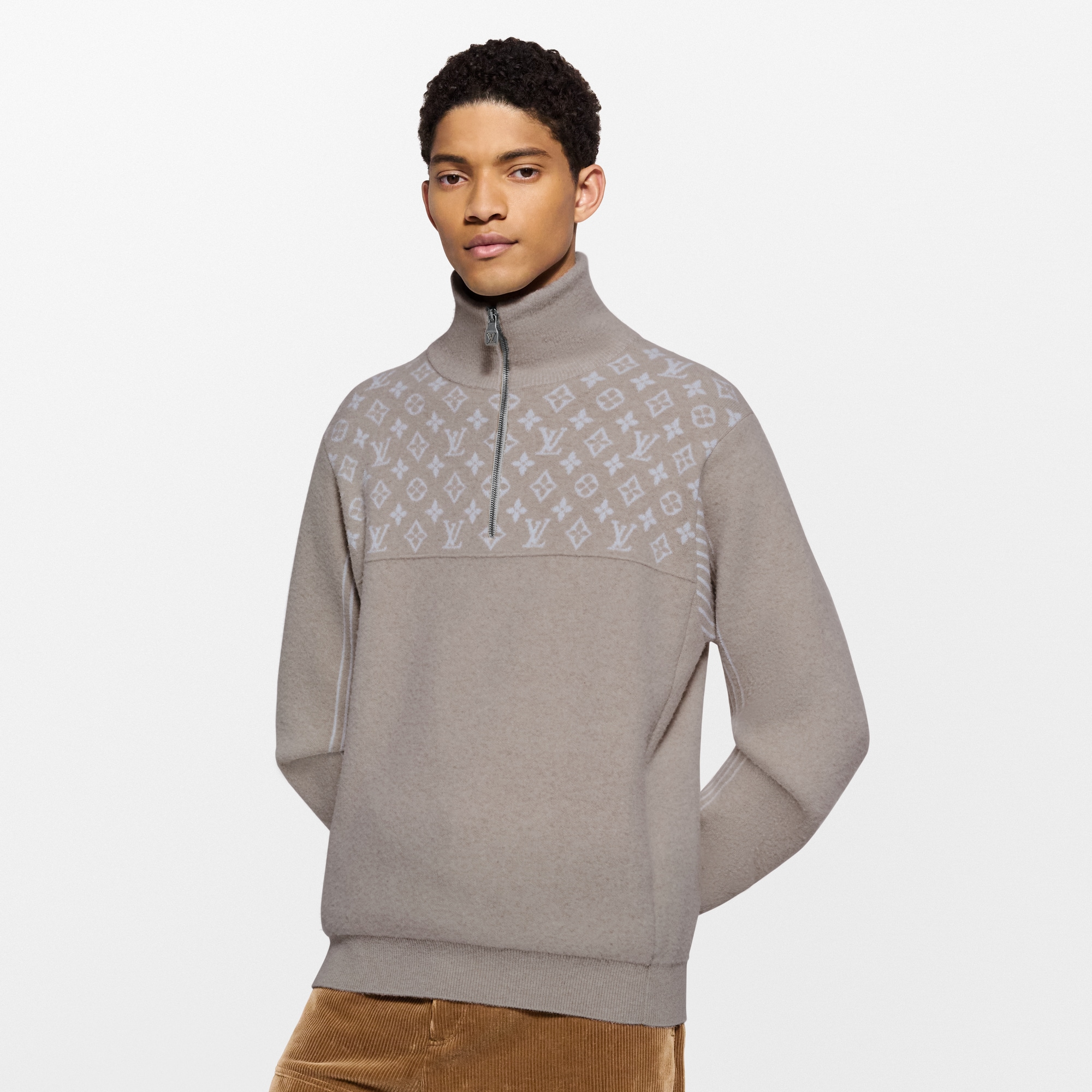 Pull en laine côtelée à col zippé  Nouveautés Homme LV Ski | LOUIS VUITTON (Zoom produit)