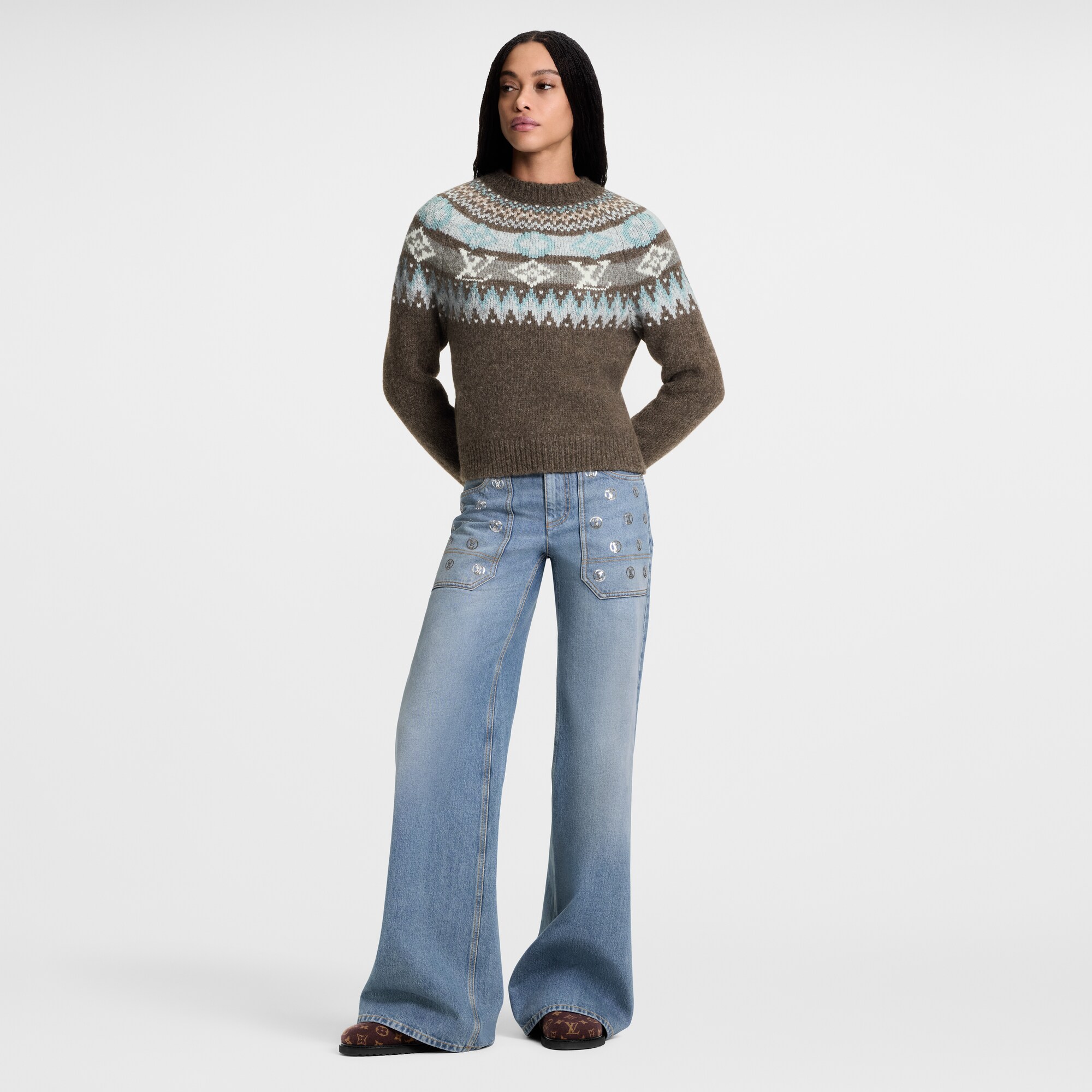 Pull en maille à signatures graphiques  Femme Prêt-à-porter Maille | LOUIS VUITTON (Zoom produit)