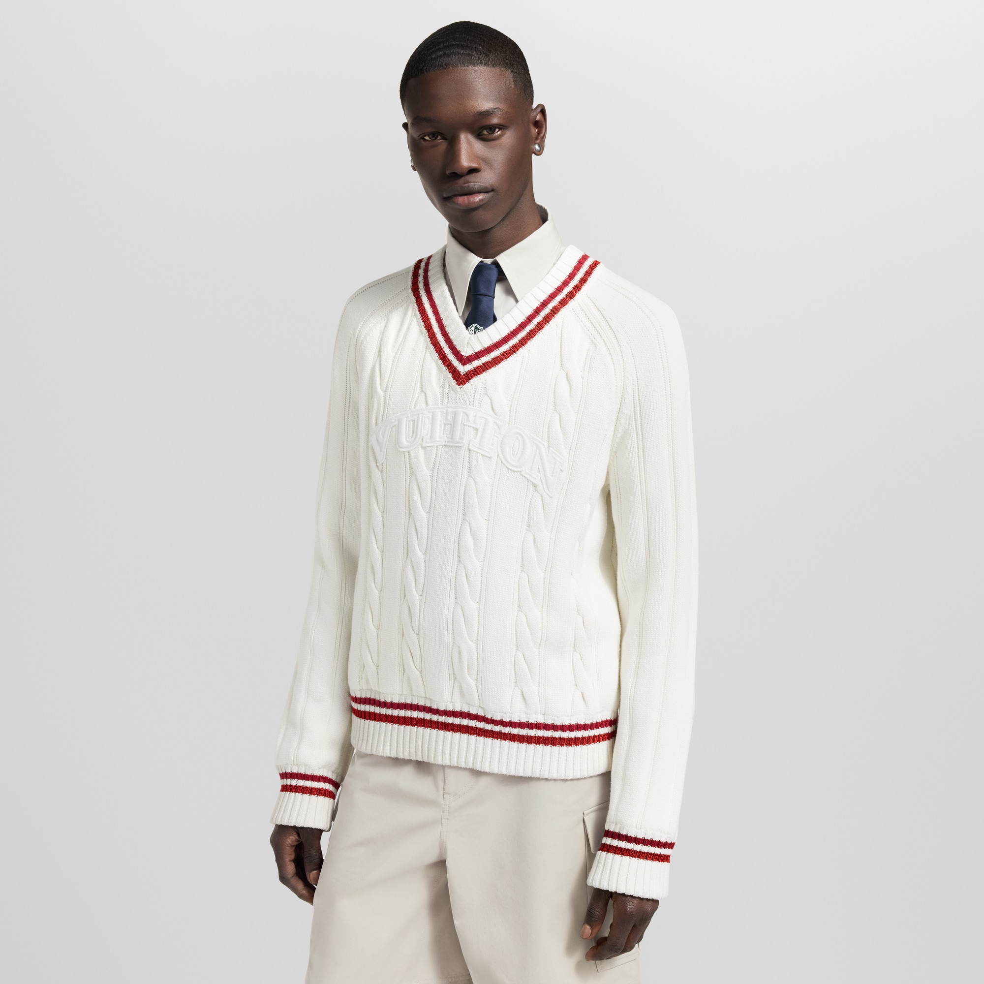 Pull torsadé preppy col en V  Homme Prêt-à-porter Tout le prêt-à-porter | LOUIS VUITTON (Zoom produit)
