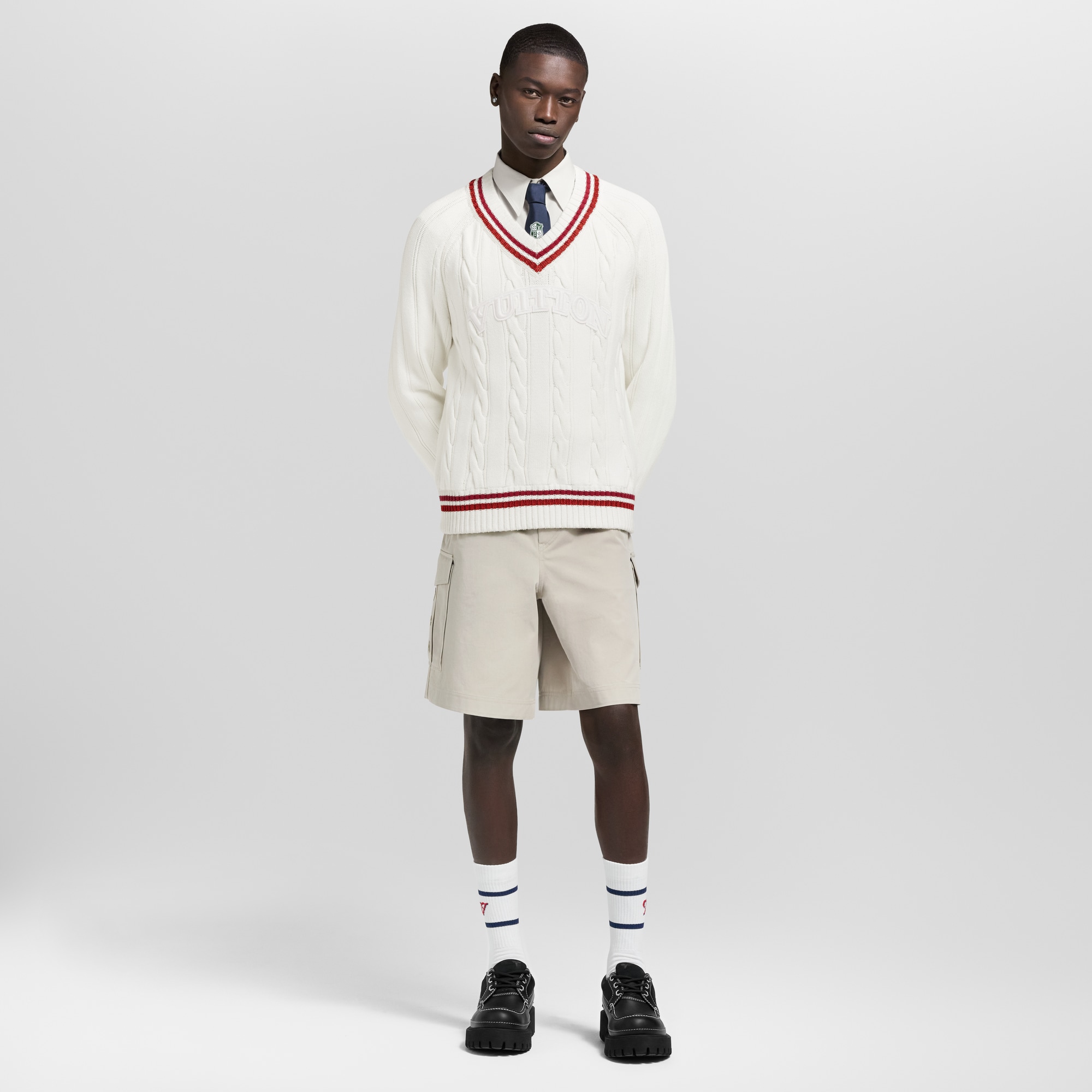 Pull torsadé preppy col en V  Homme Prêt-à-porter Tout le prêt-à-porter | LOUIS VUITTON (Zoom produit)