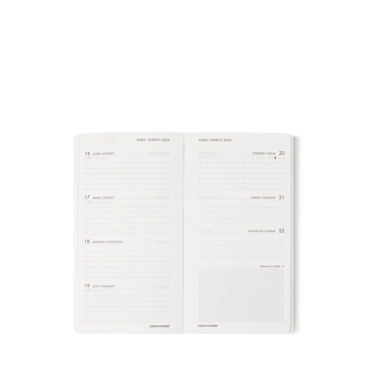 Recharge Agenda Moderne 7+Notes 2026 – Janvier à Décembre – Format 9x17 Cm Bilingue Français/Anglais