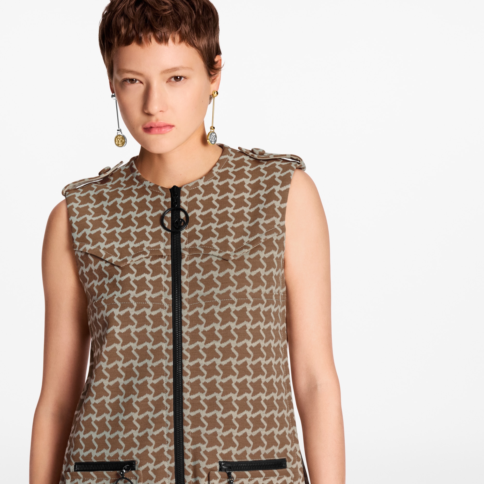 Robe à fermeture à glissière en jacquard nid d’abeille  Femme Prêt-à-porter Robes | LOUIS VUITTON (Zoom produit)