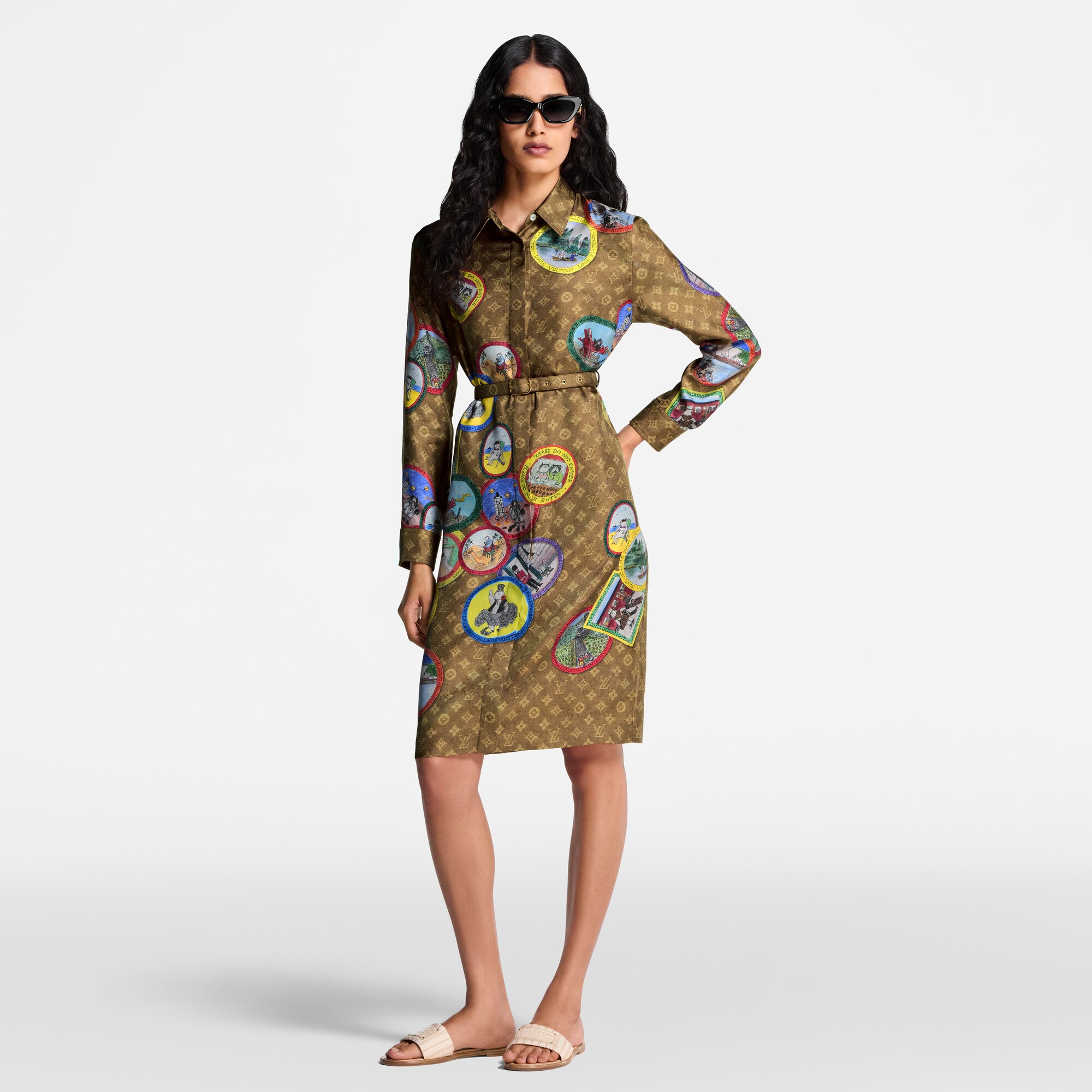 Robe chemise Monogram à sceaux chats  Femme Prêt-à-porter Robes | LOUIS VUITTON (Zoom produit)