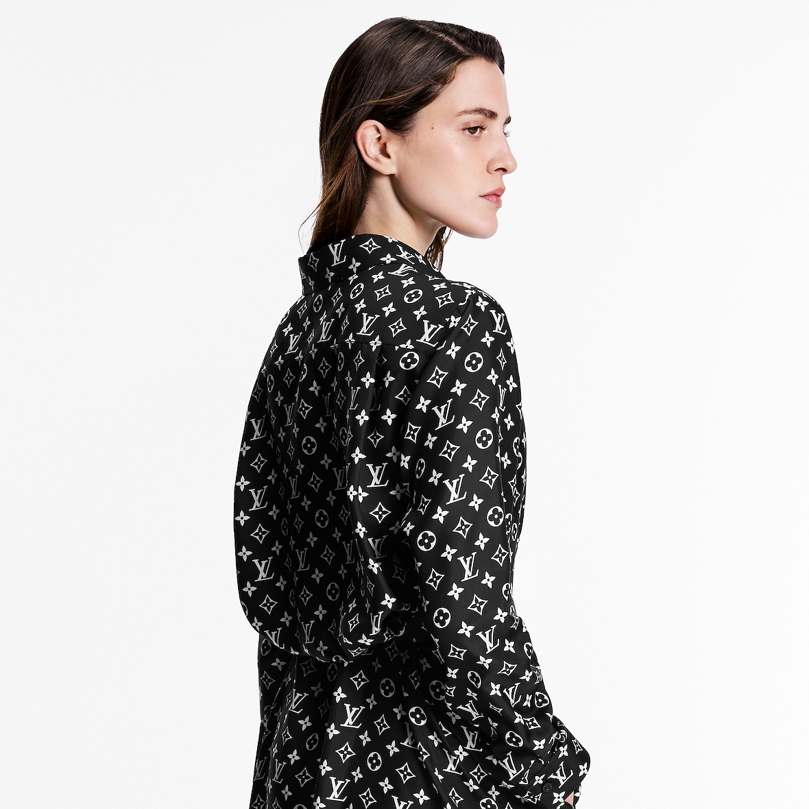 Lv Robe Pink Robe chemise Monogram en soie | LOUIS VUITTON