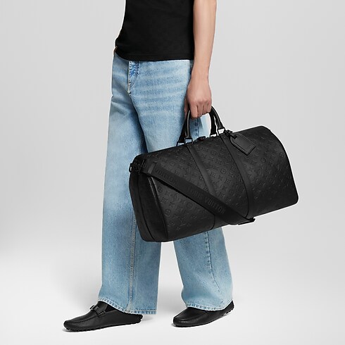 Sac Keepall Bandoulière 50 Cuir Monogram Shadow Sacs et Petite Maroquinerie Sacs Homme Icônes LV | LOUIS VUITTON (Zoom produit)