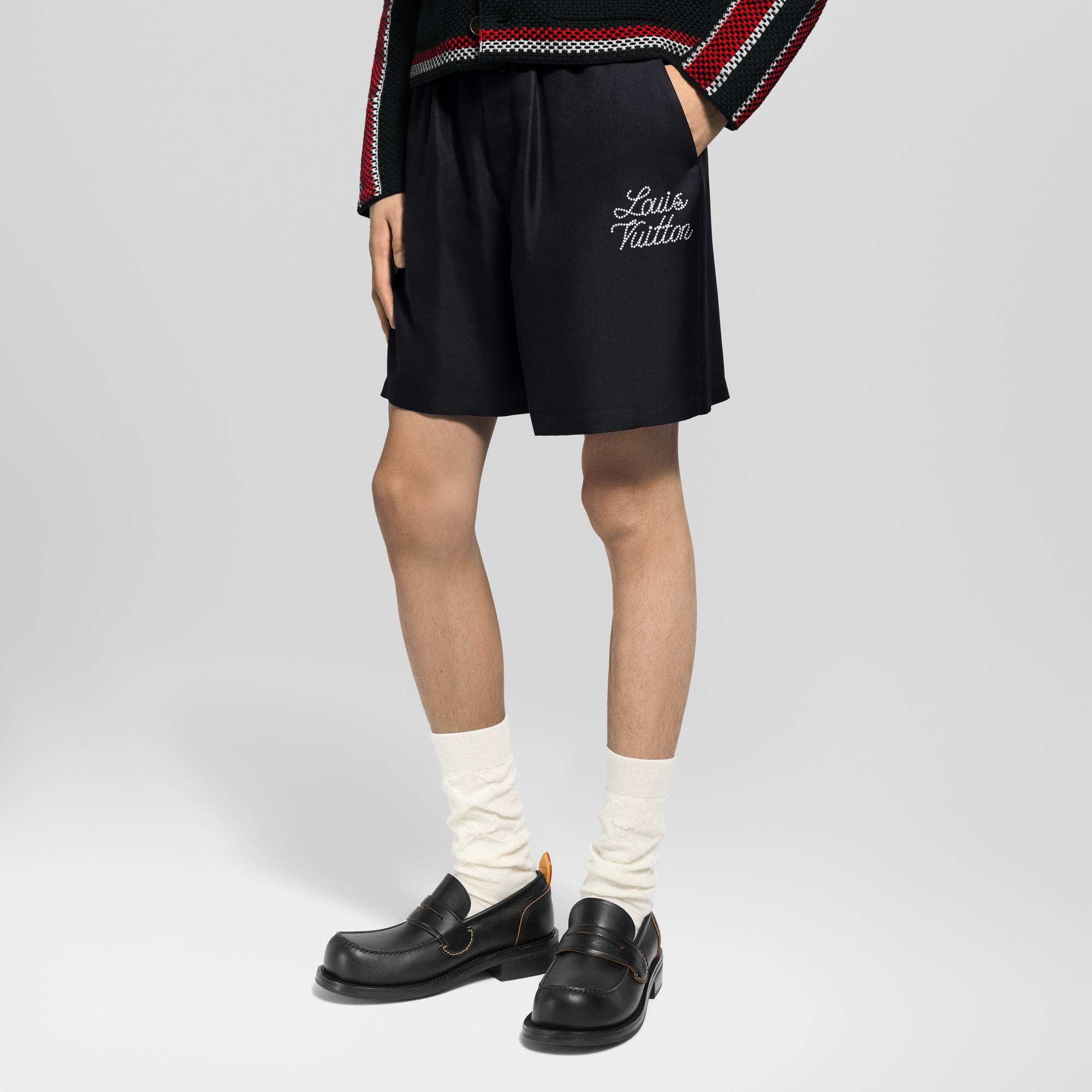 Short à signature imprimée en soie  Homme Prêt-à-porter Pantalons | LOUIS VUITTON (Zoom produit)