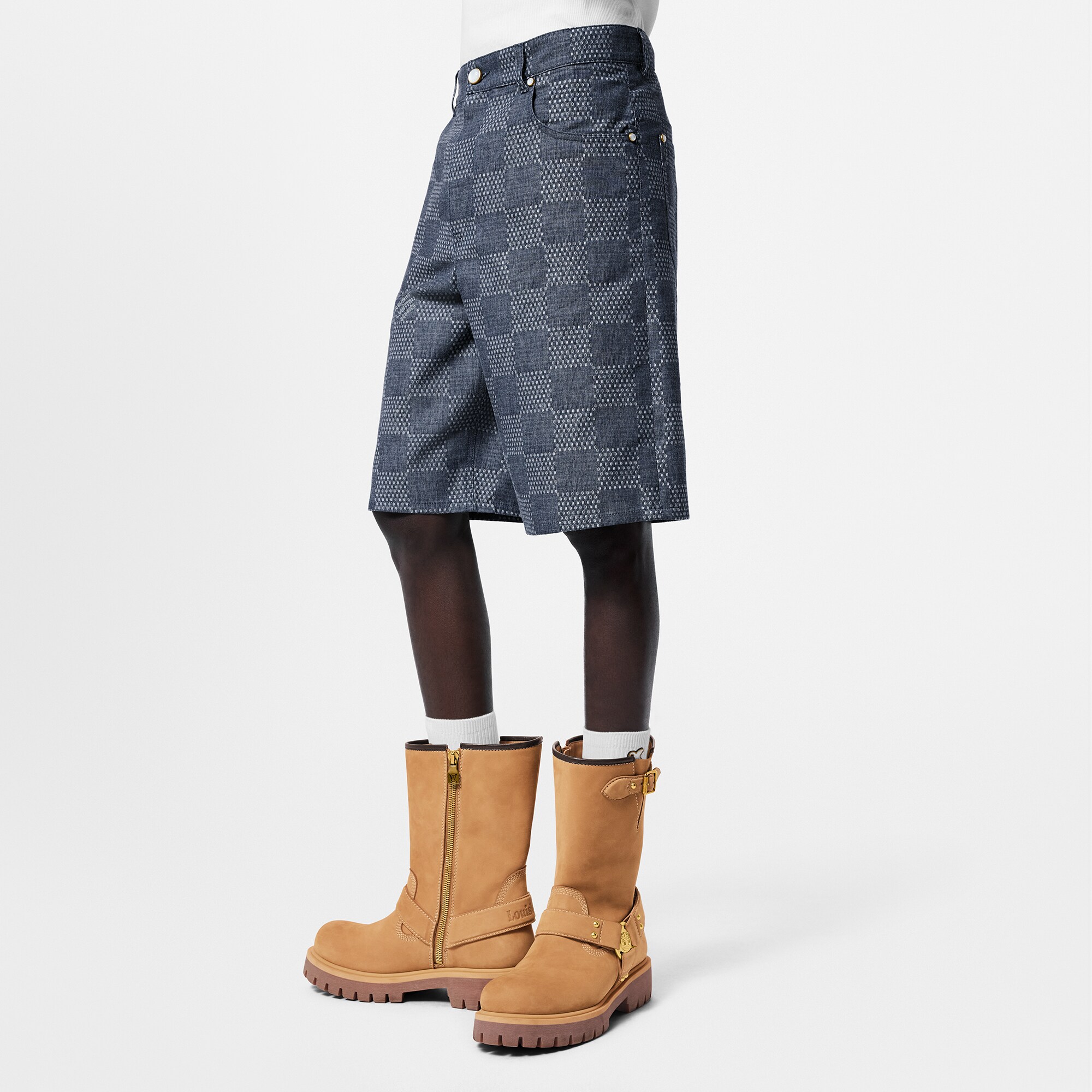 Short Damier en denim chambray  Homme Prêt-à-porter Pièces en denim | LOUIS VUITTON (Zoom produit)