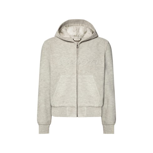Sweat à capuche en cuir emblématique effet trompe-l’œil vue de face