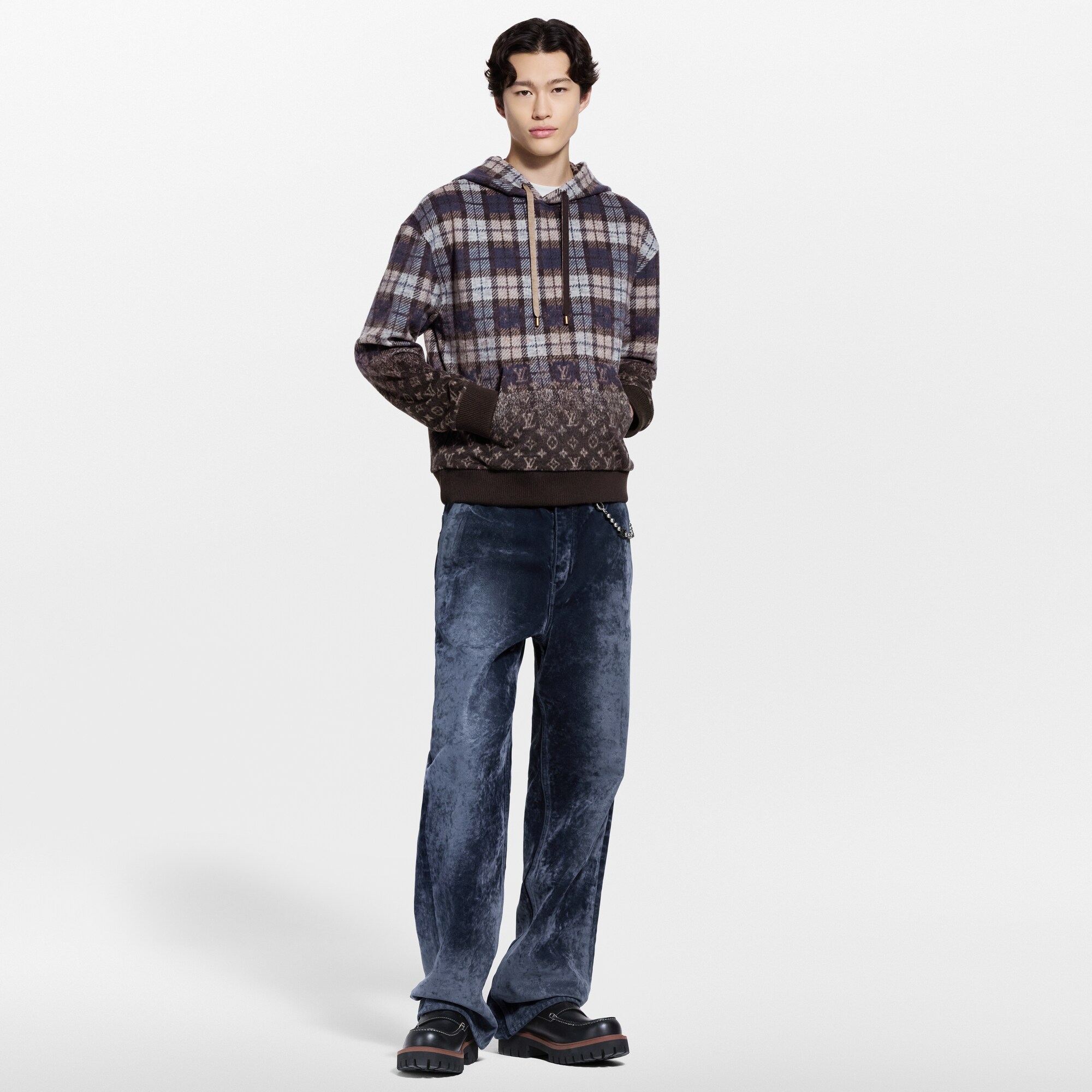 Sweat à capuche Monogram Faded Plaid  Homme Prêt-à-porter Tout le prêt-à-porter | LOUIS VUITTON (Zoom produit)