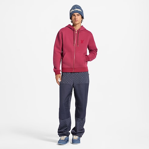 Sweat zippé à capuche et signature punch needle Homme Prêt-à-porter Tout le prêt-à-porter | LOUIS VUITTON (Zoom produit)