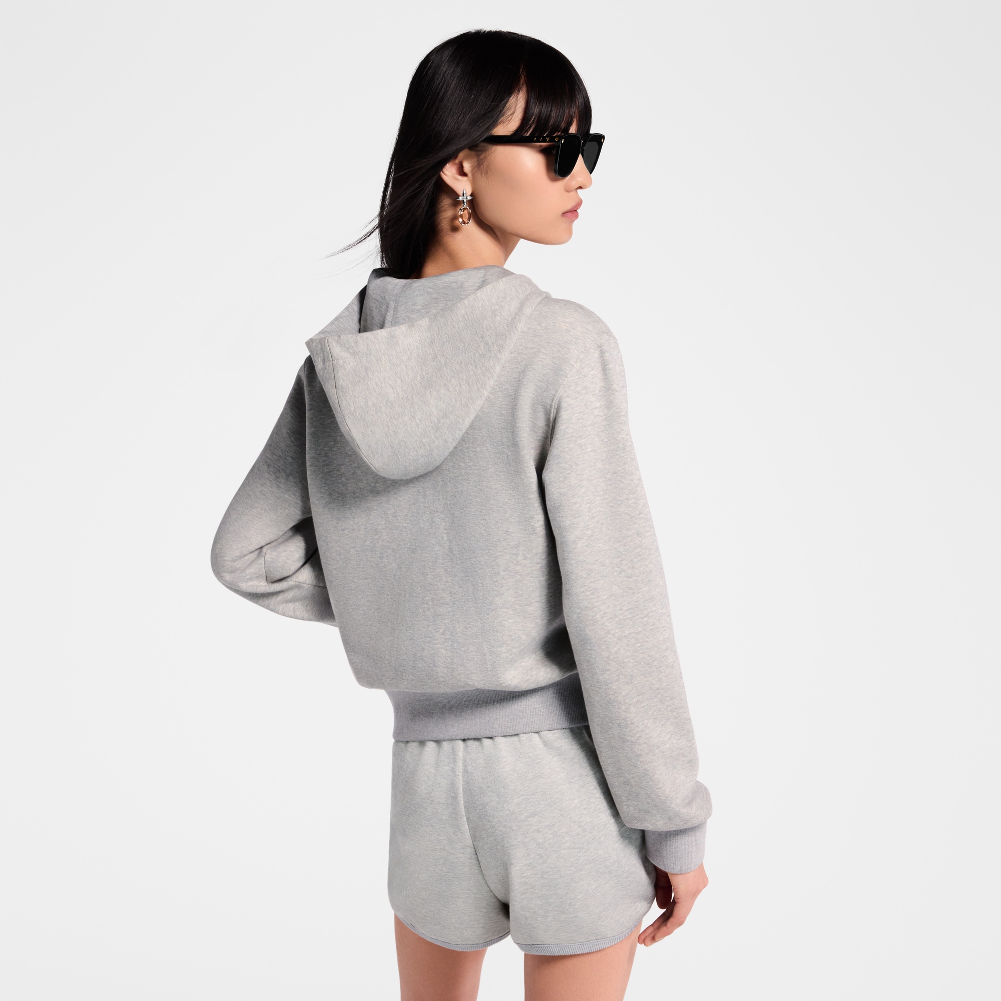 Sweatshirt à capuche et détails en cuir  Femme Prêt-à-porter Hauts | LOUIS VUITTON (Zoom produit)