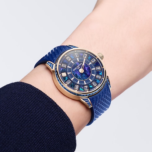 Tambour Spin Time, Automatique, 39,5 mm, or rose, opale et saphirs vue ambiance