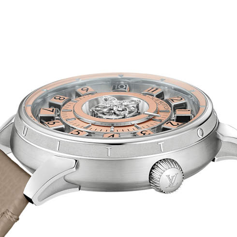 Tambour Spin Time Tourbillon Volant, Automatique, 42,5 mm, platine Montres Toutes les montres } | LOUIS VUITTON (Zoom produit)