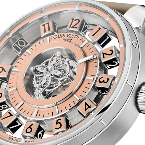 Tambour Spin Time Tourbillon Volant, Automatique, 42,5 mm, platine Montres Toutes les montres } | LOUIS VUITTON (Zoom produit)