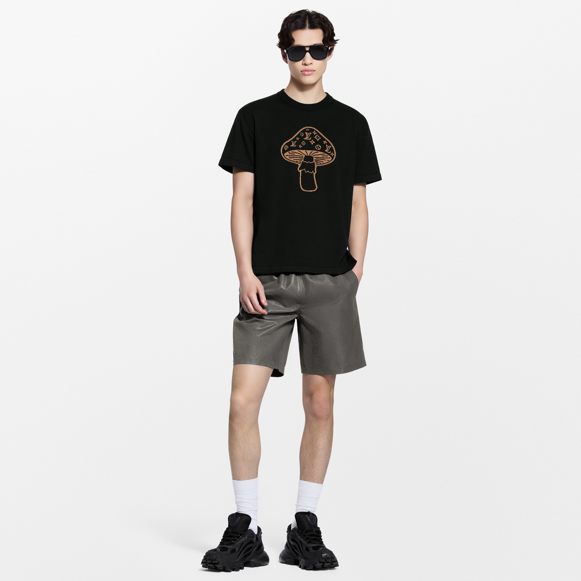 Tee-shirt à col rond et manches courtes en intarsia  Homme Prêt-à-porter Tout le prêt-à-porter | LOUIS VUITTON (Zoom produit)