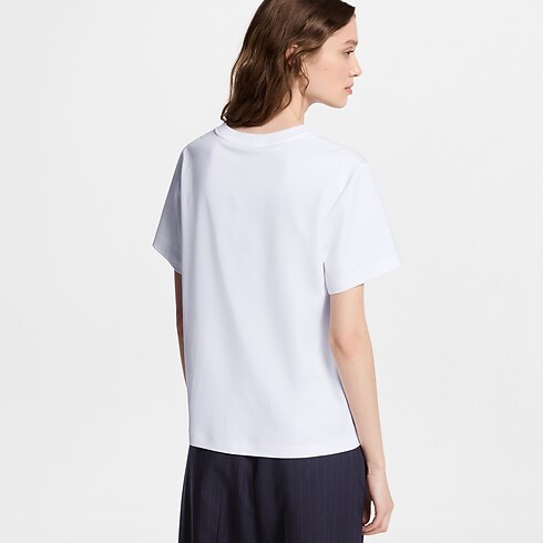 Tee-shirt à signature brodée Femme Prêt-à-porter Hauts | LOUIS VUITTON (Zoom produit)
